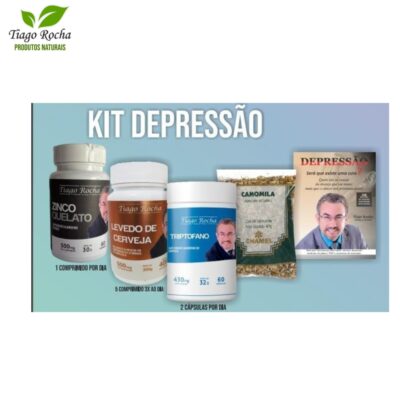 KIT DEPRESSÃO (ZINCO + LEVEDO + TRIPTOFANO + CHÁ CAMOMILA + REVISTA DEPRESSÃO) – TIAGO ROCHA