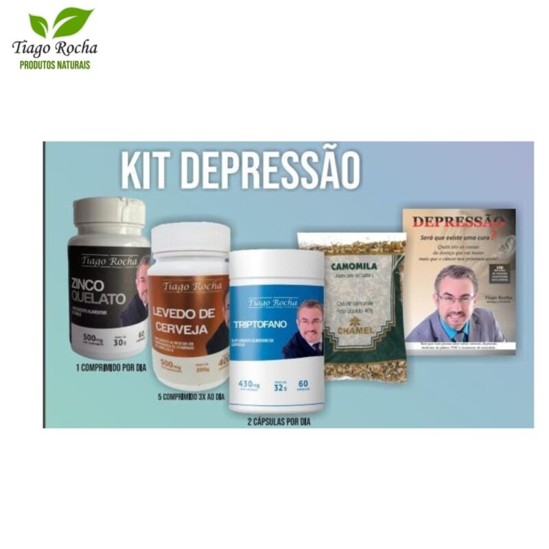 KIT DEPRESSÃO (ZINCO + LEVEDO + TRIPTOFANO + CHÁ CAMOMILA + REVISTA DEPRESSÃO) – TIAGO ROCHA