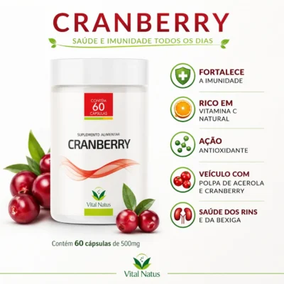 Cranberry – Saúde Urinária, Rins e Bexiga 620mg 60 cáps.