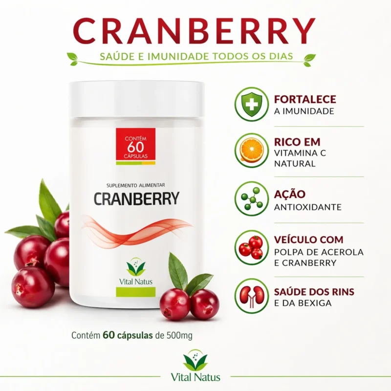 Cranberry – Saúde Urinária, Rins e Bexiga 620mg 60 cáps.