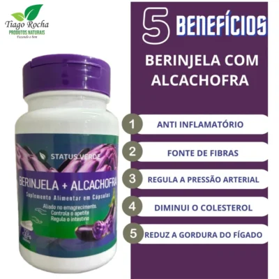 Berinjela + Alcachofra – Digestão, Fígado e Ação Diurética 500mg 120 cáps.