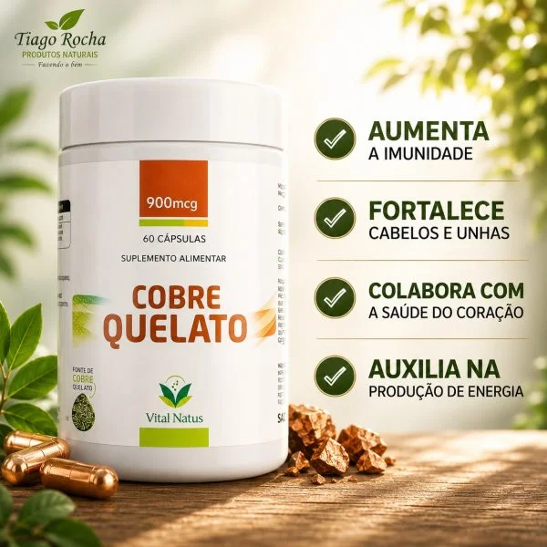 Cobre Quelato – Coração e Ação Antioxidante 900mcg 60 cáps.