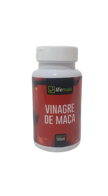 CÁPSULAS DE VINAGRE DE MAÇA COM 60 CÁP. 500mg (gordura no fígado, colesterol, triglicerídeos, intestino, digestivo)