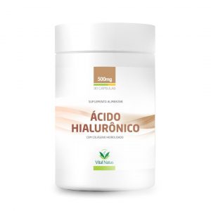 ÁCIDO HIALURÔNICO + COLÁGENO HIDROLISADO E VITAMINAS 500mg C/ 30 CÁPSULAS