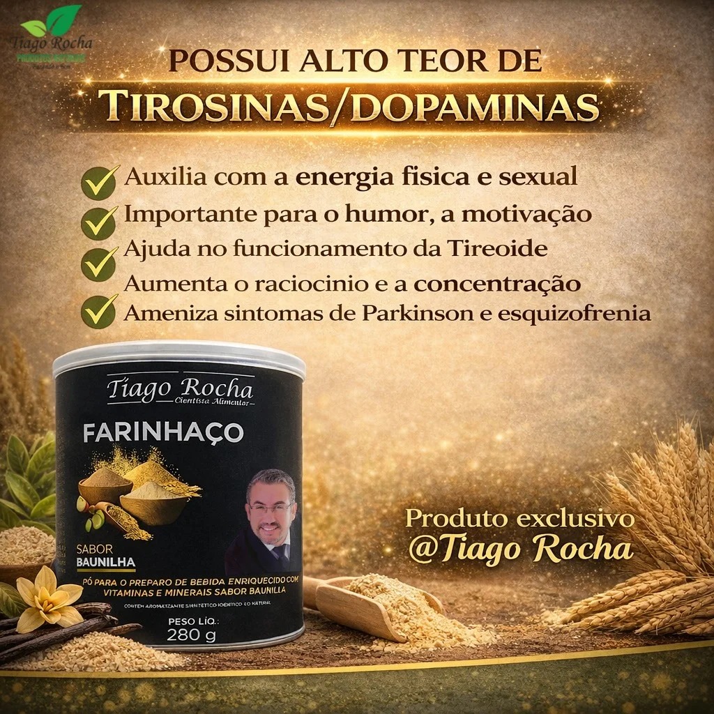 FARINHAÇO – Energia pura de Tirosina/ Dopamina – Pote 280g baunilha