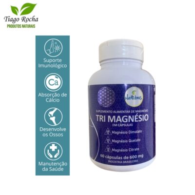 Tri Magnésio 600mg (Dimalato, Bisglicinato de magnésio, sais de magnésio)