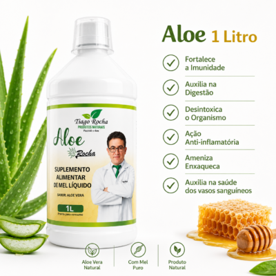 Suco de Babosa Aloe Rocha 1L sabor Mel – Tiago Rocha