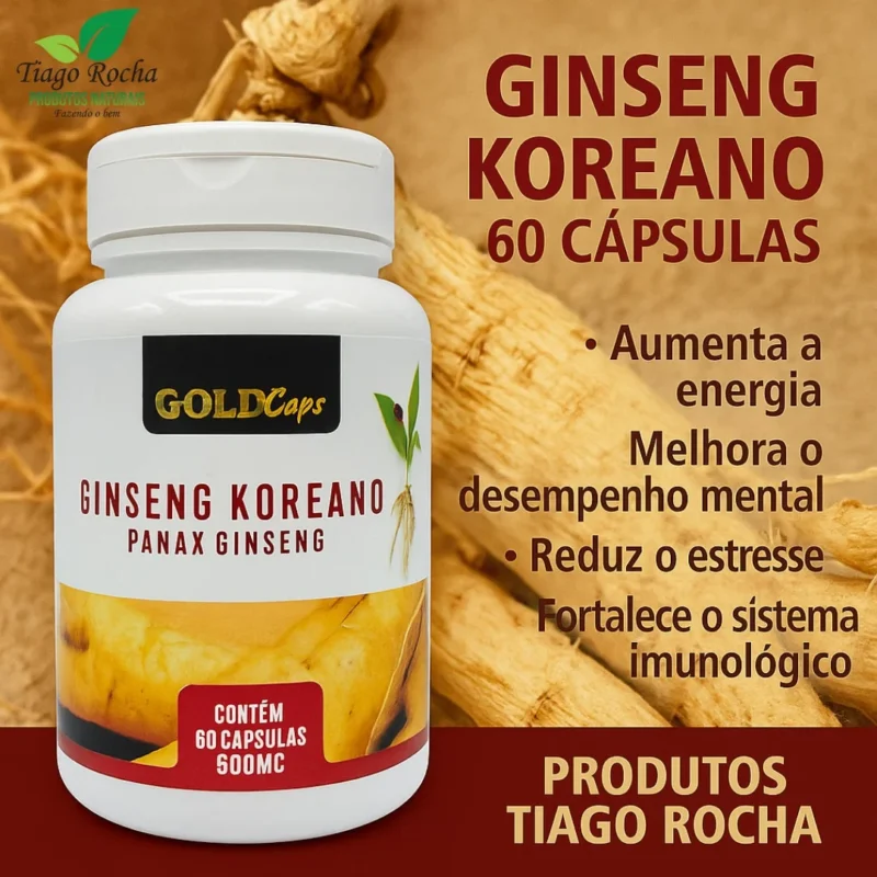 Ginseng Koreano Panax 60 cápsulas circulação mental