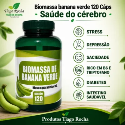 Biomassa de Banana Verde Anti Depressivo 500mg  120 cáps.