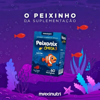 Ômega3 Kids DHA e EPA mastigável PEIXONIX
