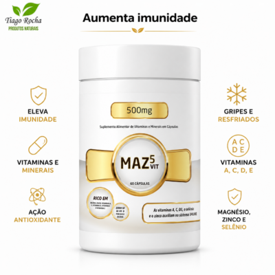 Vitamina A, C, D + Selênio e Zinco 500mg 60cáps. MAZ Vit5 – Vital Natus