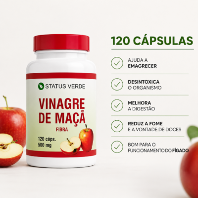Vinagre de Maça 500mg 120cáps. – Status Verde
