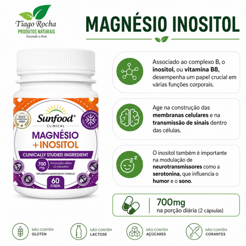 Magnésio + Inositol 1000mg 60cáps – Sunfood