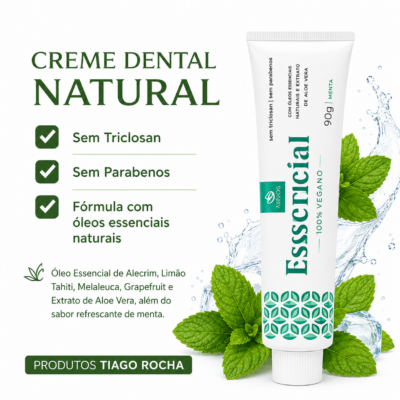 Creme Dental Vegano Sem Flúor com Melaleuca e Aloe 90g – Essencial