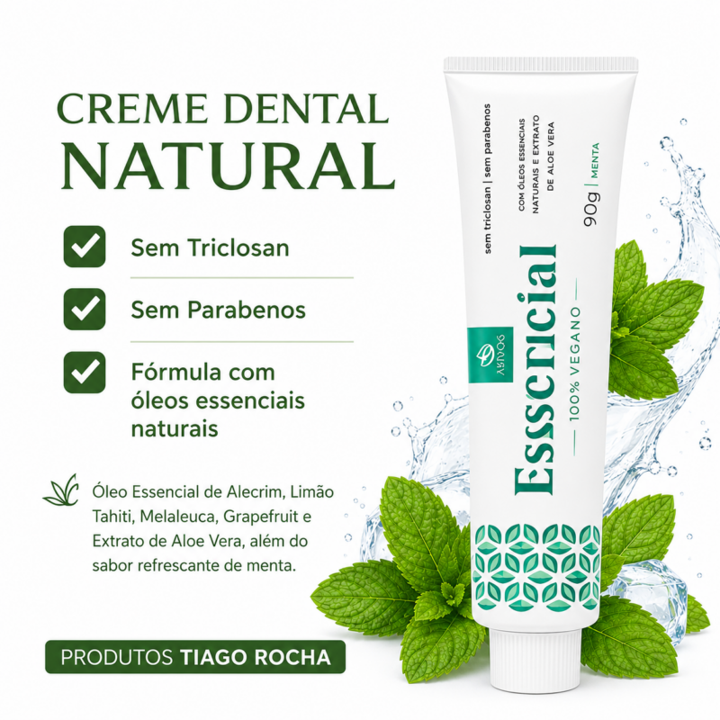 Creme Dental Vegano Sem Flúor com Melaleuca e Aloe 90g – Essencial