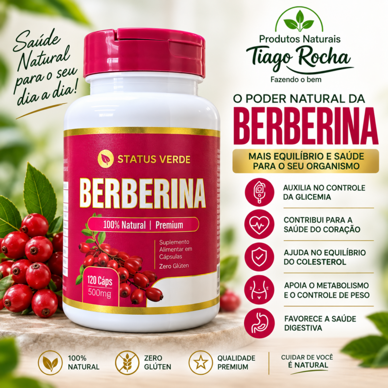 Berberina 500mg 120 Cáps. – Saciedade, Metabolismo e Controle de Peso