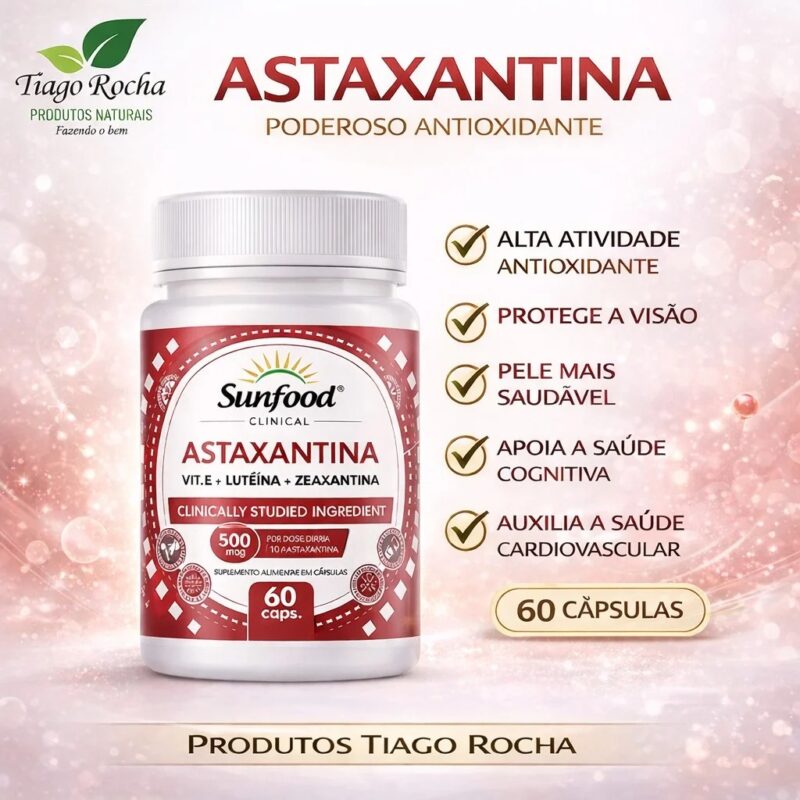 Astaxantina + Vitamina E + Luteína e Zeaxantina 500mg 60 cáps.