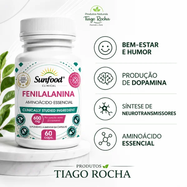 Fenilalanina 600mg 60 cáps. – Aminoácido Essencial
