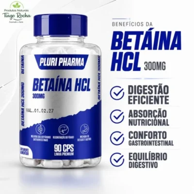 Cloridrato de Betaína HCL 300mg 90 cáps.