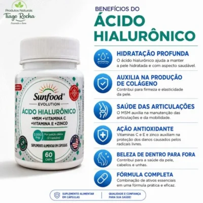 Ácido Hialurônico + MSM + Vitamina E + Zinco 2000mg 60 cáps.